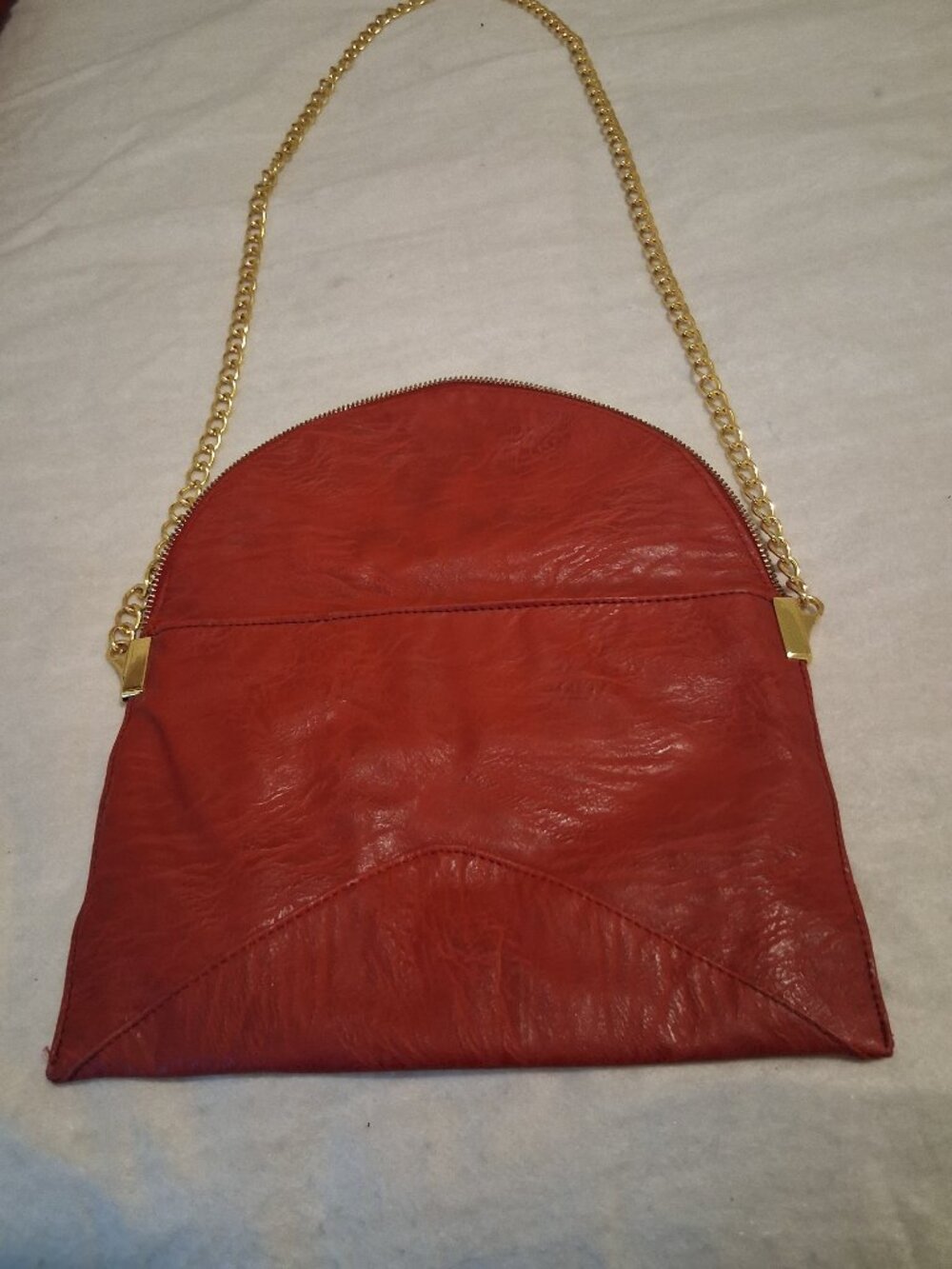 Karma Koma Red Italian Leather Crossbody Bag – Butter Soft, Chain Strap